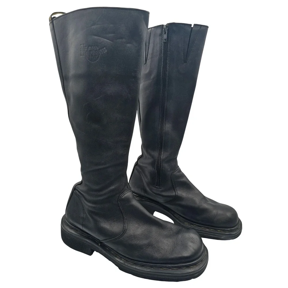Dr. Martens 9491 Vintage Rare Black Leather Tall Boots Made in England UK 7 US 9